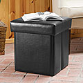 Spencer Black Bonded Leather Folding Storage Ottoman