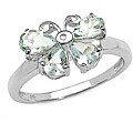 Sterling Silver Aquamarine and Diamond Accent Butterfly Ring