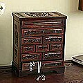 Mohena Wood and Leather 'Our Ancestors' Jewelry Box (Peru)