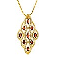 14k Yellow Gold Garnet and 1/2ct TDW Diamond Necklace (H-I, I1)