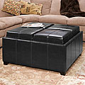 Dartmouth Four Sectioned Black Bonded Leather Cube Storage Ottoman
