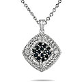 Sterling Silver Sapphire and Diamond Accent Cluster Filigree Necklace