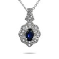 Sterling Silver Created Sapphire and Diamond Accent Necklace