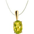 10k Yellow Gold Basket-set Oval Peridot Necklace