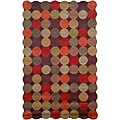 Hand-carved Circles Teak Brown Rug (5' x 8')