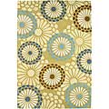 Handmade Aurora Blossom Light Green Wool Rug (4' x 6')