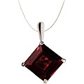 10k White Gold Square Garnet Necklace