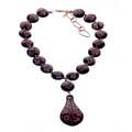 Sterling Silver Pink and Copper Glass Bead Necklace (U.S.A.)