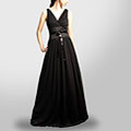 Evanese Women's Chiffon Matte Jersey V-neck Long Dress