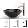 Fontaine Faucet and Olive Swirls Vessel Bathroom Sink Combo