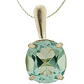 10k White Gold 8-mm Round Aquamarine Necklace