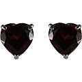 10k White Gold 6-mm Basket-set Heart-cut Garnet Stud Earrings