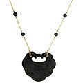 Mason Kay 14k Yellow Gold Black Jadeite 'Endless Knot' Necklace