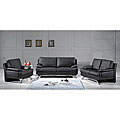 Black Leather 3-piece Sofa Set