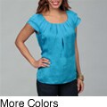 Violet & Claire Women's Flutter Sleeve Pleated Top