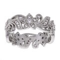 Tacori IV Sterling Silver Cubic Zirconia Floral Design Eternity Band