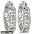 Sterling Silver 1/4ct TDW Diamond Greek Key Hoop Earrings (J-K, I3)