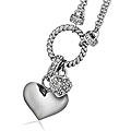 Sterling Silver 1/4ct TDW Diamond Double-heart Charm Necklace (J-K, I3)