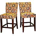 Decor Orange Cube Print Wood Barstools (Set of 2)