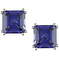 10k White Gold Created-sapphire Earrings