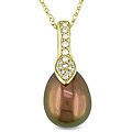 10k Yellow Gold Brown Pearl and 1/10ct TDW Diamond Necklace (8.5-9 mm) (H-I, I2-I3)