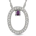 10k White Gold 1/6ct Pink and White Diamond Oval Necklace (H-I, I2-I3)