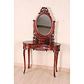 Hand-carved Kidney-shaped Vanity Desk with Mirror