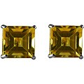 10k White Gold 6-mm Square Citrine Stud Earrings
