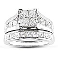 14k White Gold 2ct TDW Diamond Princess Cut Bridal Ring Set (H-I, I2-I3)