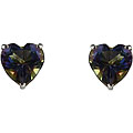 10k White Gold Basket-set Heart-cut Mystic Universe Topaz Earrings