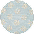 Handmade Soho Medallion Light Blue N. Z. Wool Rug (6' Round)