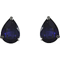 10k White Gold Basket-set Pear-cut Lab-created Sapphire Stud Earrings