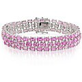 Sterling Silver Created Pink Sapphire Bracelet