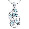 Sterling Silver 'Jasmine' Blue Topaz Necklace (India)