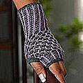 Alpaca Wool 'Grape Honeycomb' Fingerless Mitts (Peru)