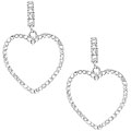 Sterling Silver Cubic Zirconia Dangle Heart Earrings