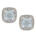 10k White Gold Aquamarine and 1/10ct TDW Earrings (H-I, I2-I3)