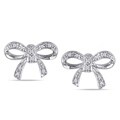 10k White Gold Diamond Accent Bow Stud Earrings