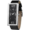 Joy Women's Rectangulares Black Leather Watch