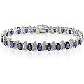 Silver Created Sapphire and Diamond Accent Tennis Bracelet