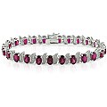 Silver Created Ruby and Diamond Accent Tennis Bracelet