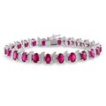 Silver Created Ruby and Diamond Accent Tennis Bracelet