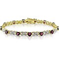 Sterling Silver Garnet and Diamond Accent Tennis Bracelet