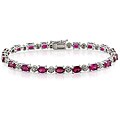 Sterling Silver Created Ruby and Diamond Accent Tennis Bracelet