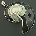 Sterling Silver Black Ammonite Fossil Pendant (Indonesia)