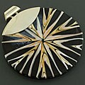 Sterling Silver Black/ White Abstract Fossil Shell Pendant (Indonesia)