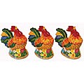 Morning Rooster Hand-painted 3-piece Storage Canister Set