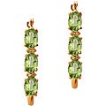 10k Yellow Gold Green Amethyst and Diamond Hoop Earrings