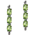 10k White Gold Green Amethyst and Diamond Hoop Earrings