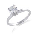 14k White Gold Round-cut Moissanite Solitaire Ring